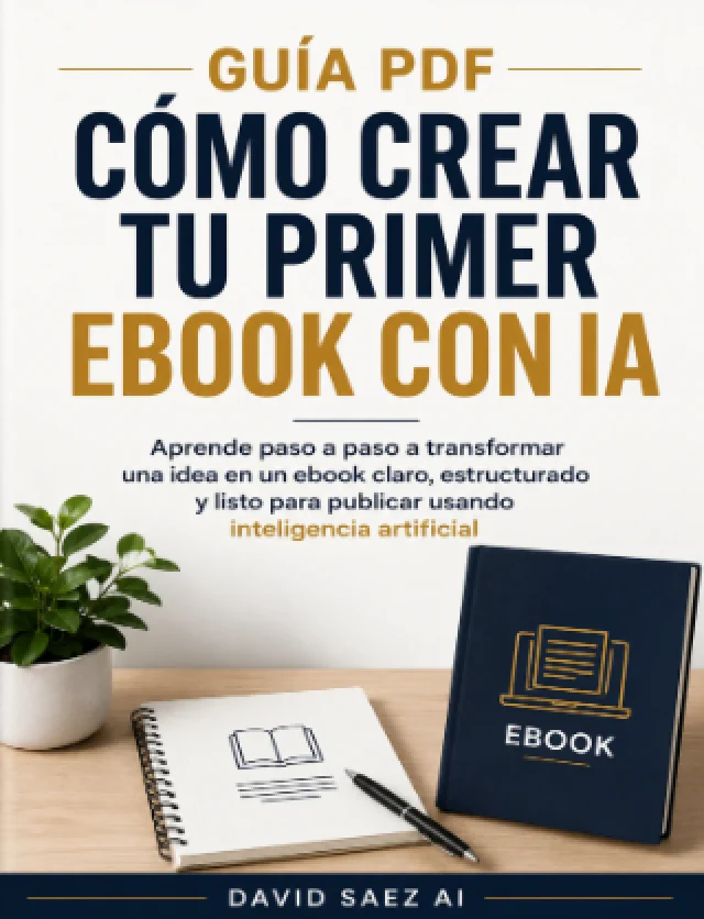Portada de la guía PDF Cómo Crear tu Primer Ebook con IA